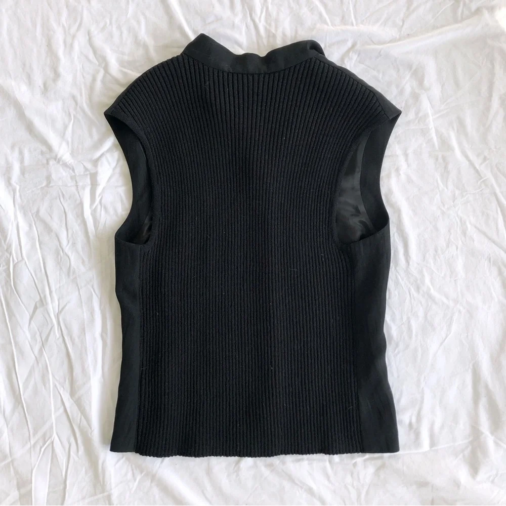 Annette Gortz Nandi Black Wool Blend Knit Back Full Zip Jacket Vest - Picture 4 of 7